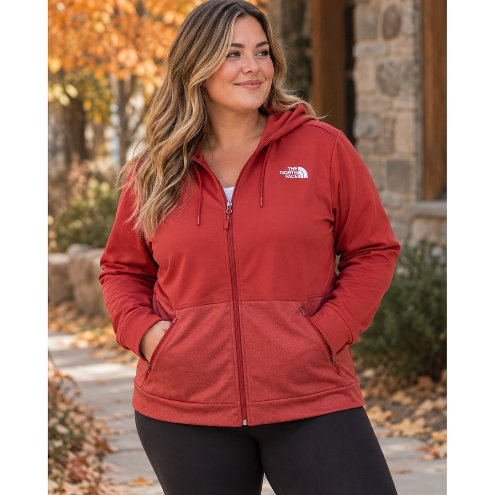 The North Face Womens Burnt Orange Two Tone Full Zip Hoodie Jacket XL Gorpcore